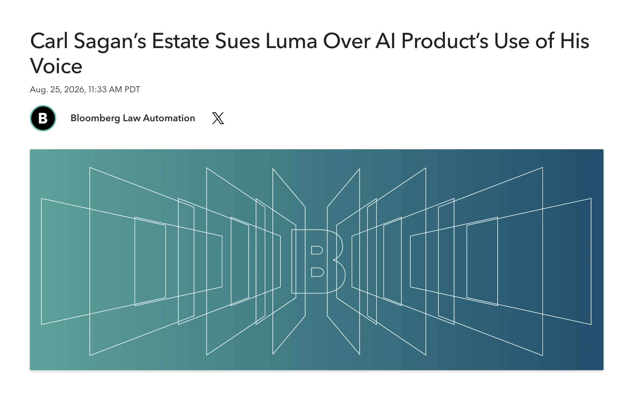 Bloomberg Law: Carl Sagan’s Estate Sues Luma Over AI Product’s Use of His Voice